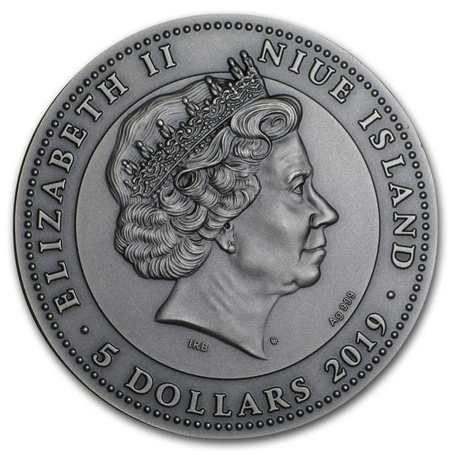 Moneda Niue 5$ 2019 Carro - Acabado antiguo 2Oz