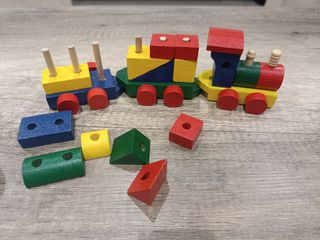 Tren madera bloques-niños