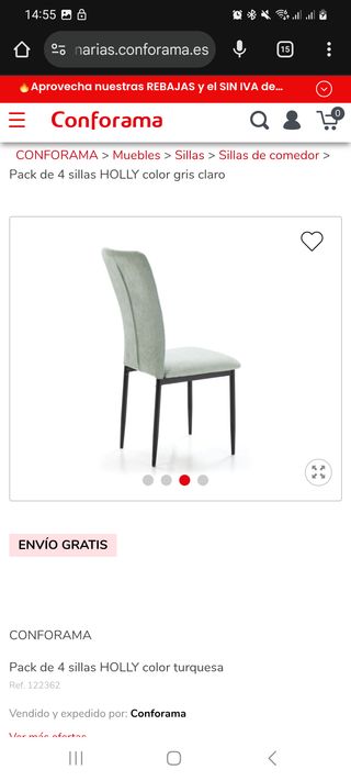 Pack 4 sillas Conforama turquesa