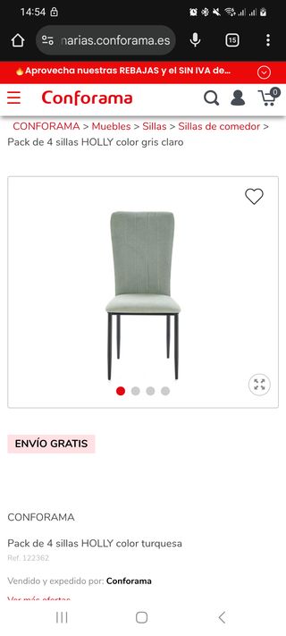Pack 4 sillas Conforama turquesa