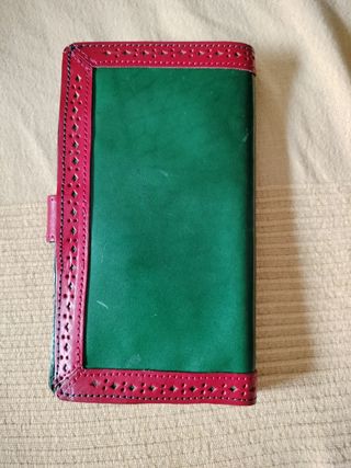 Cartera 100% piel verde y roja