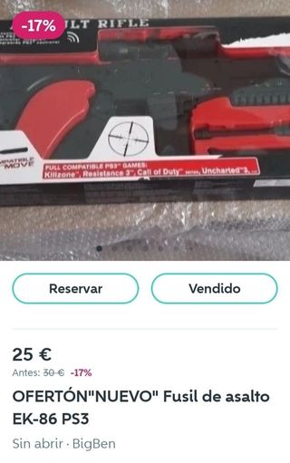 Ofertón.NUEVO PS3. Fusil EK 86+2 pistolas Gun