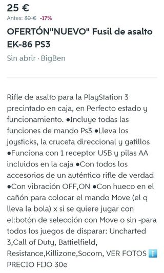 Ofertón.NUEVO PS3. Fusil EK 86+2 pistolas Gun