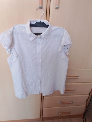 Blusa blanca algodon - Talla L. 