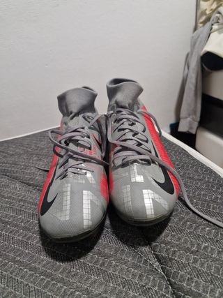 Botines Nike Jr. Mercurial Vapor 15 Gris/Rojo