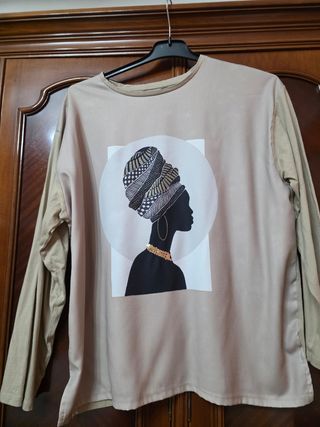 Blusa manga larga beige XL