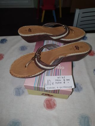 3x2!! Sandalias cuña marrón