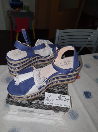 3x2!! Sandalias cuña H&D - Azules