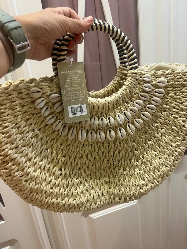Mia Larouge saco de vime bege