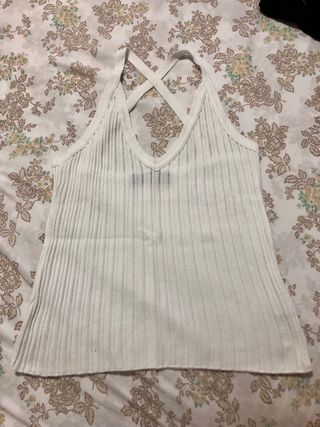 Top Camomilla bianco - scollo a V