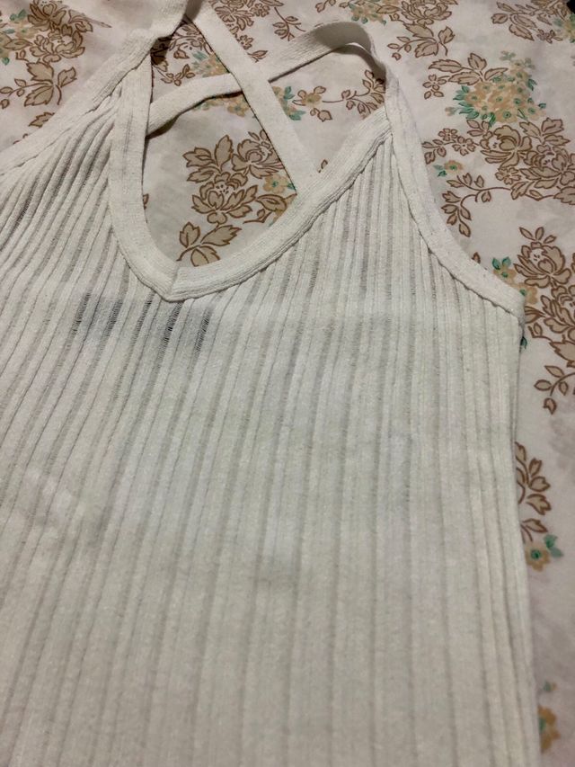 Top Camomilla bianco - scollo a V