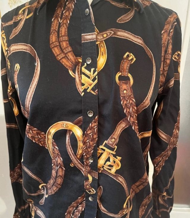 Camisa Ralph Lauren preta e dourada
