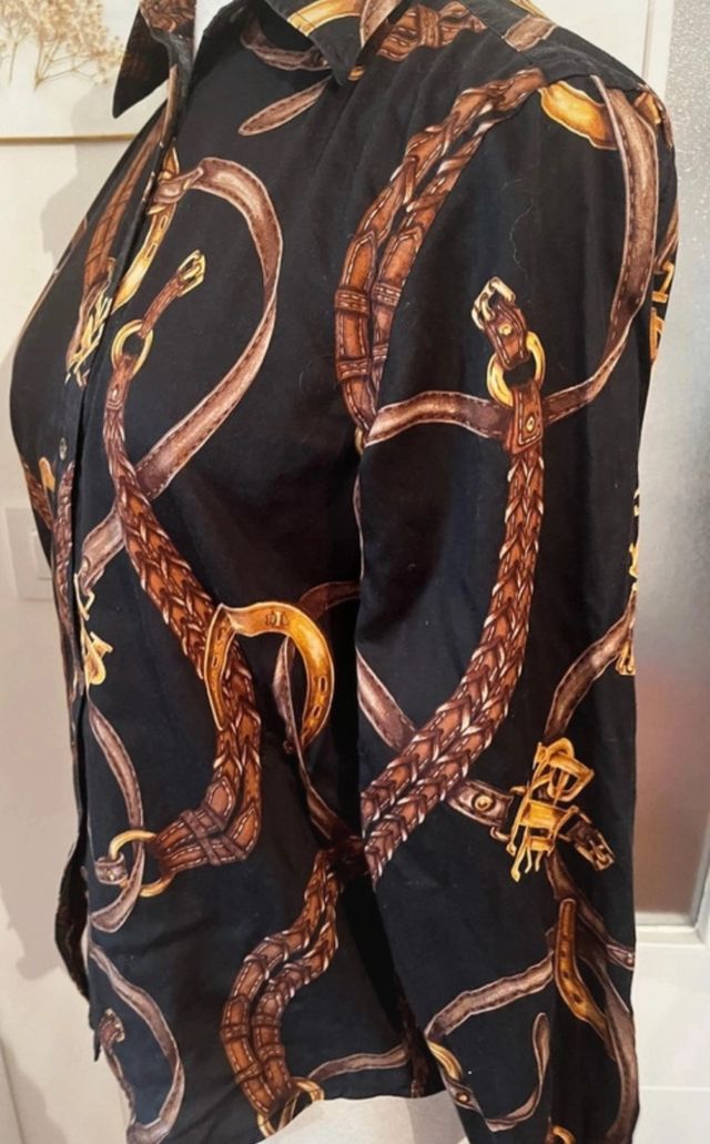 Camisa Ralph Lauren preta e dourada