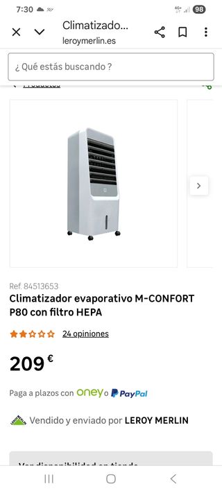 Enfriador aire, climatizado  ventilador  - M Conf