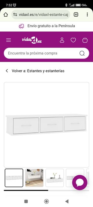 Consola blanca suspendida - 3 cajones