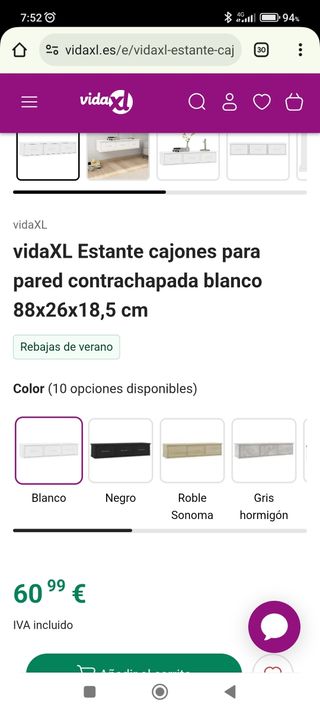 Consola blanca suspendida - 3 cajones