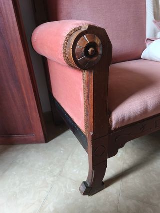 Sofá vintage madera rosa