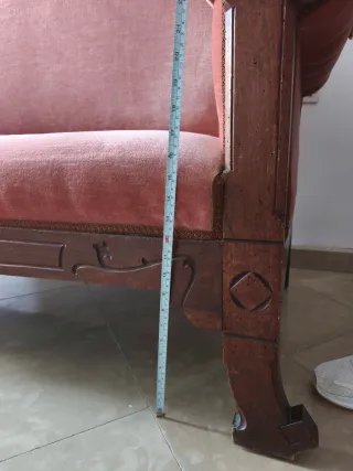 Sofá vintage madera rosa