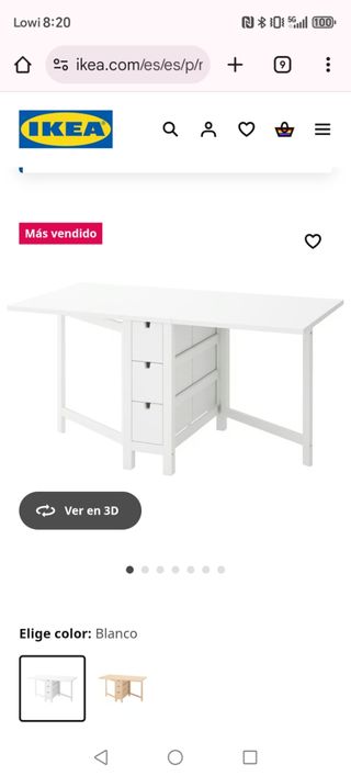 Mesa NORDEN abatible blanca