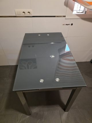 Mesa cristal gris extensible