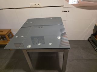 Mesa cristal gris extensible