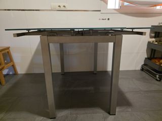 Mesa cristal gris extensible