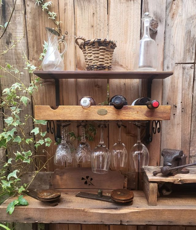 2 ESTANTES MADERA para Botellería y Cristalería