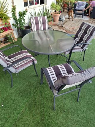 Mesa terraza aluminio 4 sillas