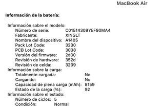 MacBook Air 8gb ITB i5 2015 bat 100%