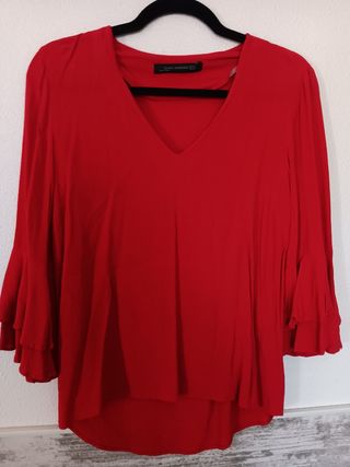Camisa roja Zara - manga 3/4