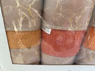 Set 3 Asciugamani Beige & Arancio