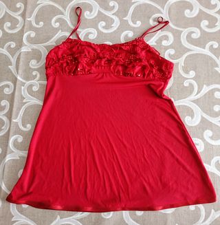 Canotta rossa paillettes
