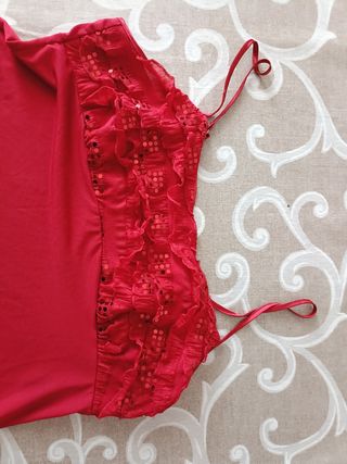 Canotta rossa paillettes