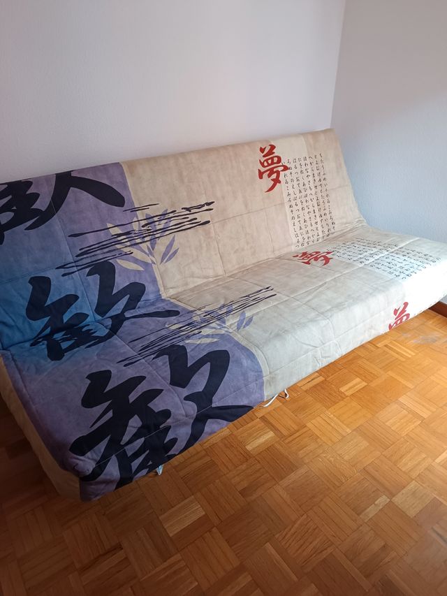 Sofá cama plegable - beige/morado