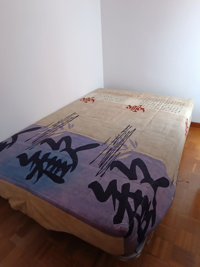 Sofá cama plegable - beige/morado