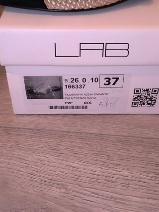 Sandalias LAB rafia beige-negro 37