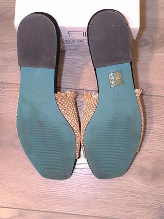 Sandalias LAB rafia beige-negro 37