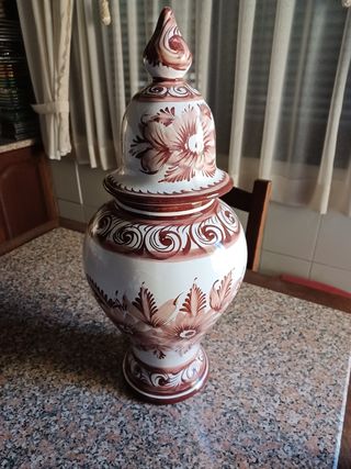 Pote Cerâmica Decorativo Marrom e Branco