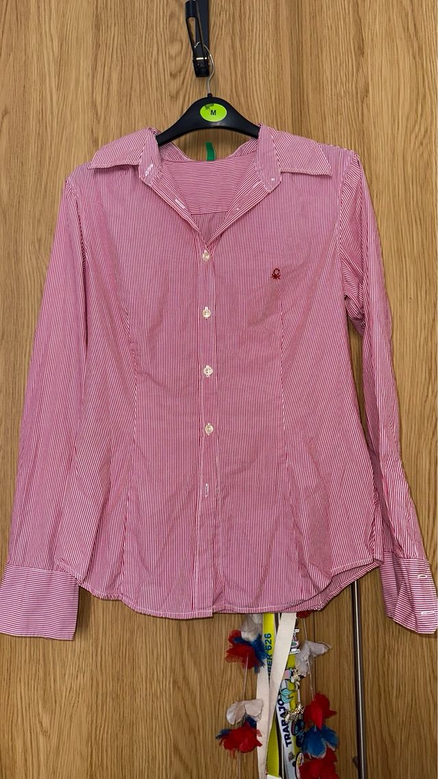 Camisa Benetton rayas rojas - Talla M