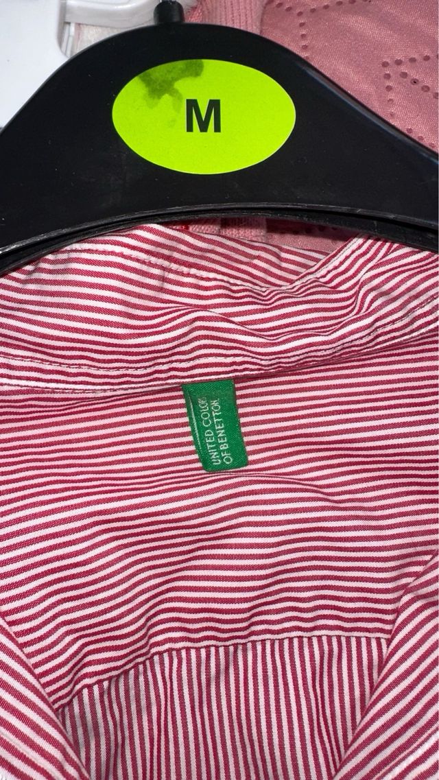 Camisa Benetton rayas rojas - Talla M
