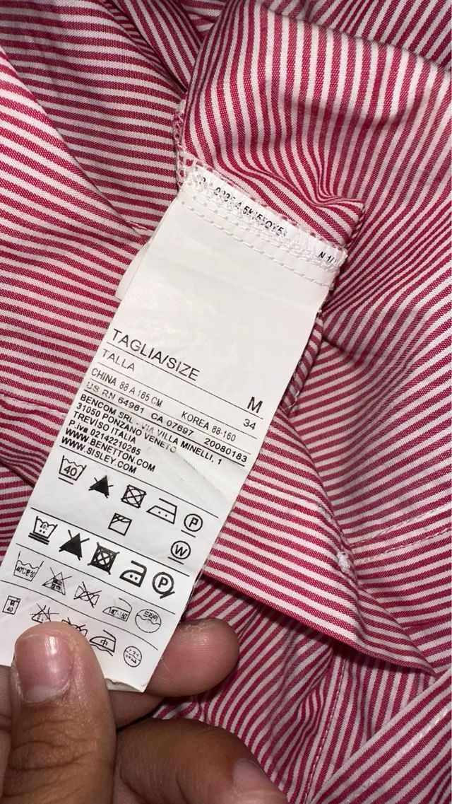 Camisa Benetton rayas rojas - Talla M