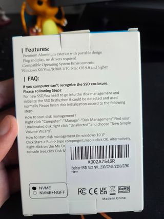 Enclosure M.2 SSD a USB