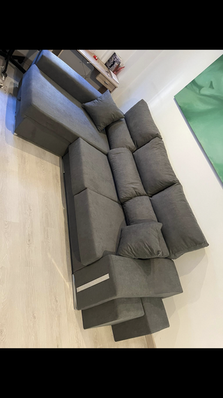 Sofá chaise longue beige y gris