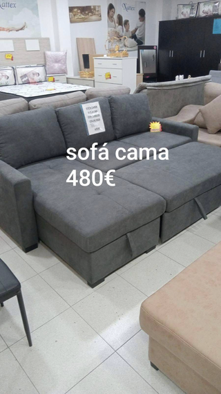 Sofá chaise longue beige y gris
