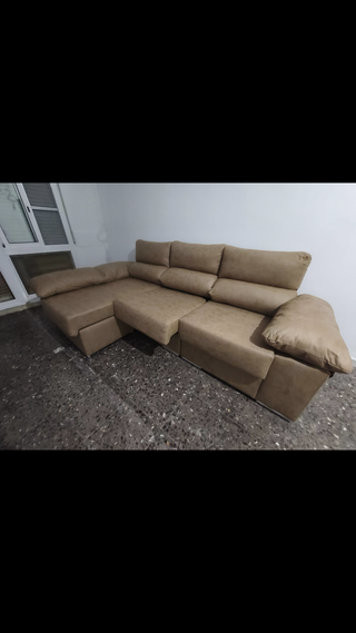 Sofá chaise longue beige y gris