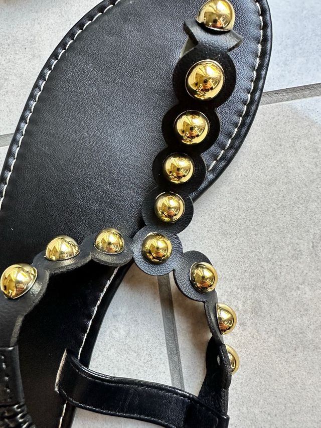 Sandali Bellamica neri con perle oro nuovi!