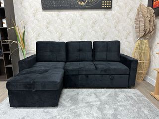 Sofá Chaise Longue cama - Negro y Gris