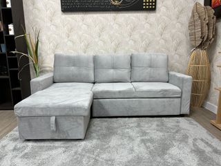 Sofá Chaise Longue cama - Negro y Gris