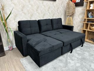 Sofá Chaise Longue cama - Negro y Gris
