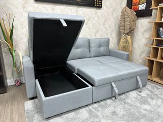 Sofá Chaise Longue cama - Negro y Gris